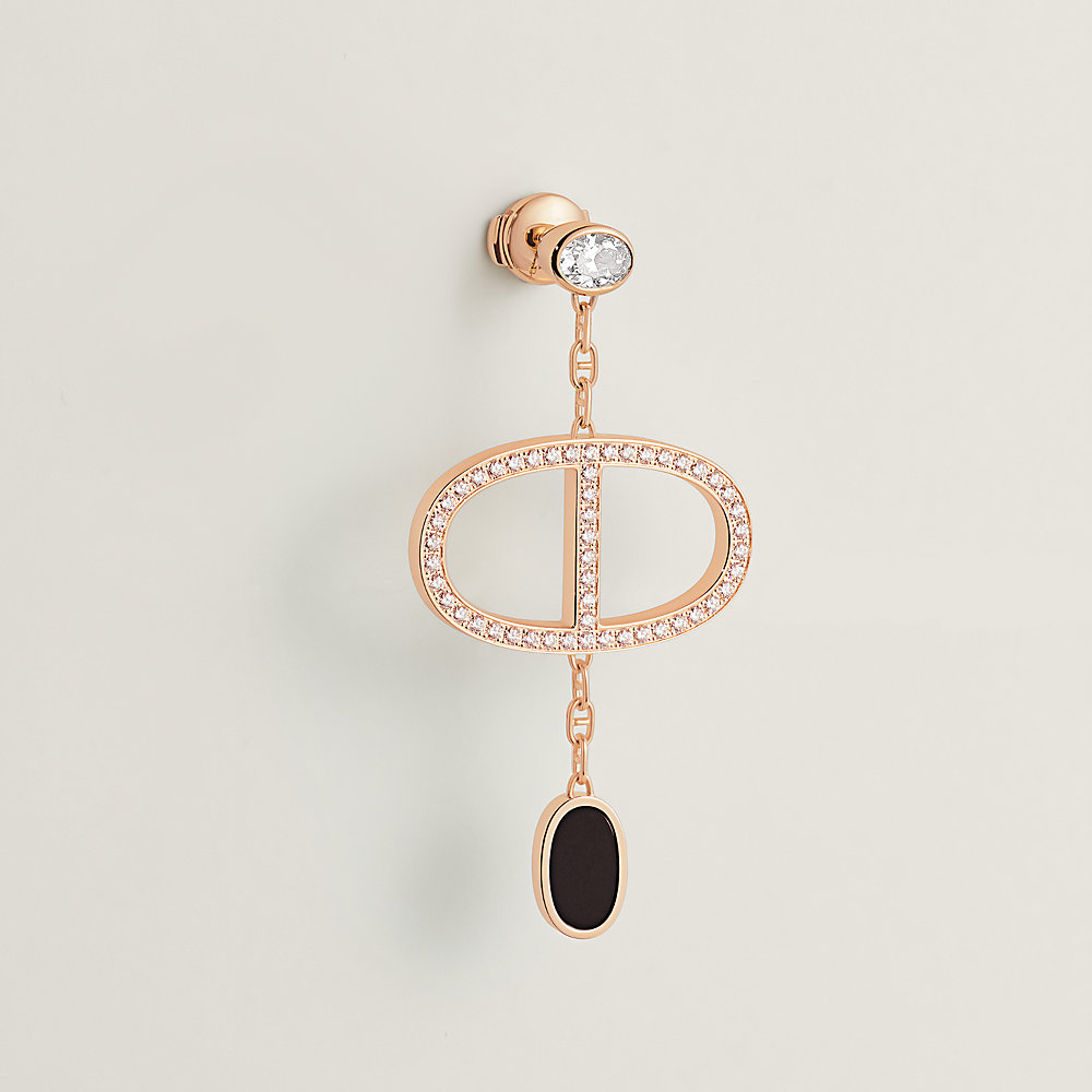 Chaine d'ancre Verso single dangle earring - Rose gold | Hermès USA